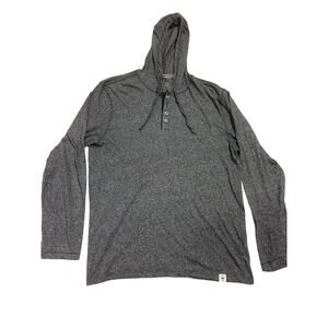 Copper & Oak Mens Charcoal Gray Heathered Henley Hoodie Long‎ Sleeve Shirt XL